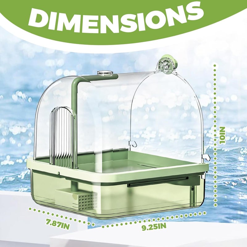 DINTSTYLE Parrot Bathtub, Bird Shower Bath, Hanging Bird Bath for Cage, Automatic Bird Bath Shower for Cage, Indoor Cage Accessories for Parakeets, Budgies, Cockatiels, Conure, Lovebird, Green A - Image 2